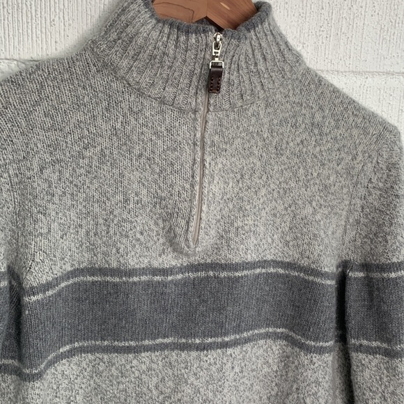 Daniele Blast Wool Striped Pullover Half Zip Knit Made in Italy Sweater sz M - Picture 2 of 5